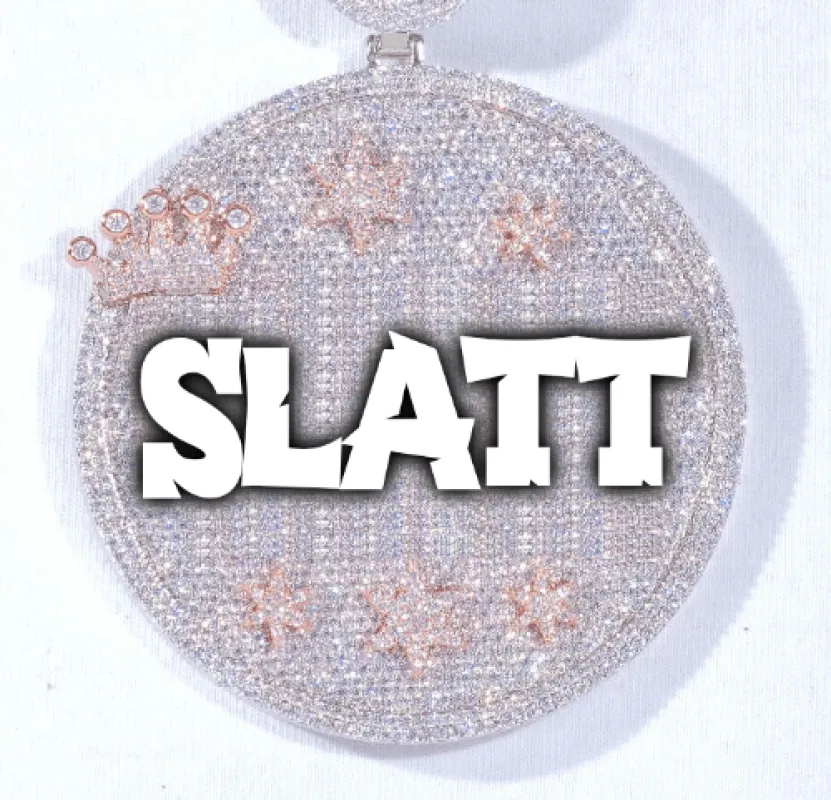 CUSTOM LETTER NECKLACE 3D BIG CROWN DISC sold by The GUU Shop