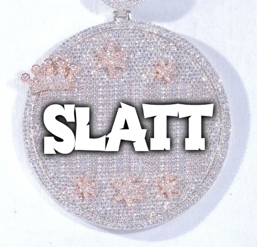 CUSTOM LETTER NECKLACE 3D BIG CROWN DISC sold by The GUU Shop