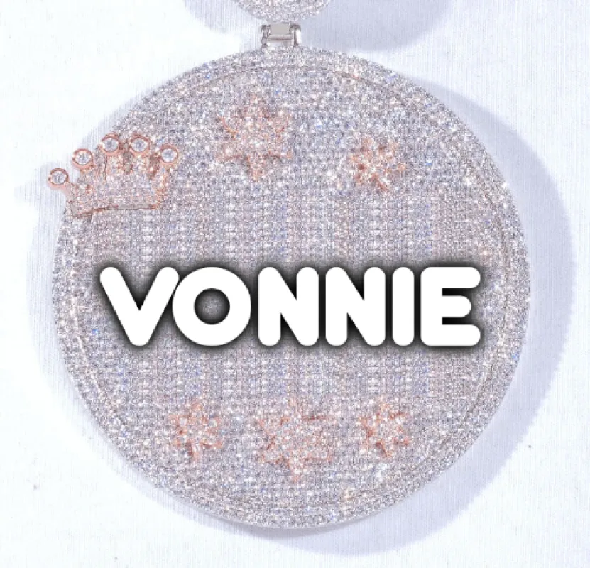 CUSTOM LETTER NECKLACE 3D BIG CROWN DISC sold by The GUU Shop