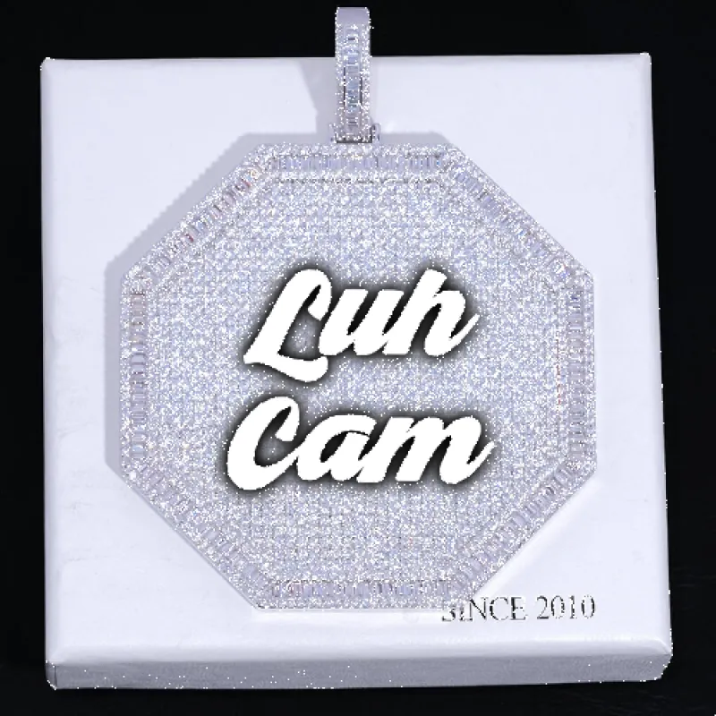 CUSTOM LETTER NECKLACE 3D BIG OCTAGON sold by The GUU Shop