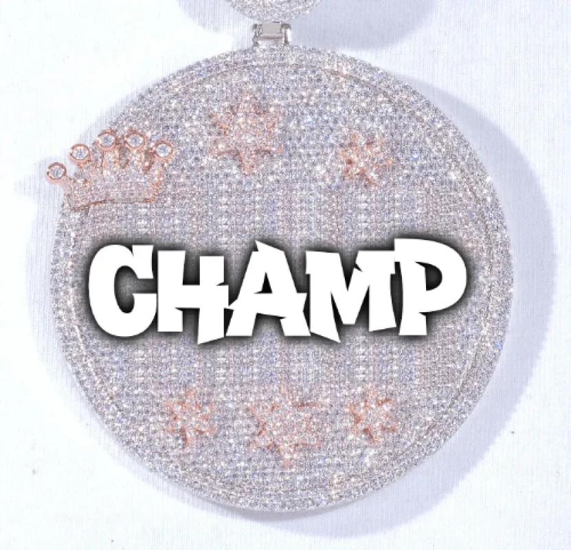 CUSTOM LETTER NECKLACE 3D BIG CROWN DISC sold by The GUU Shop