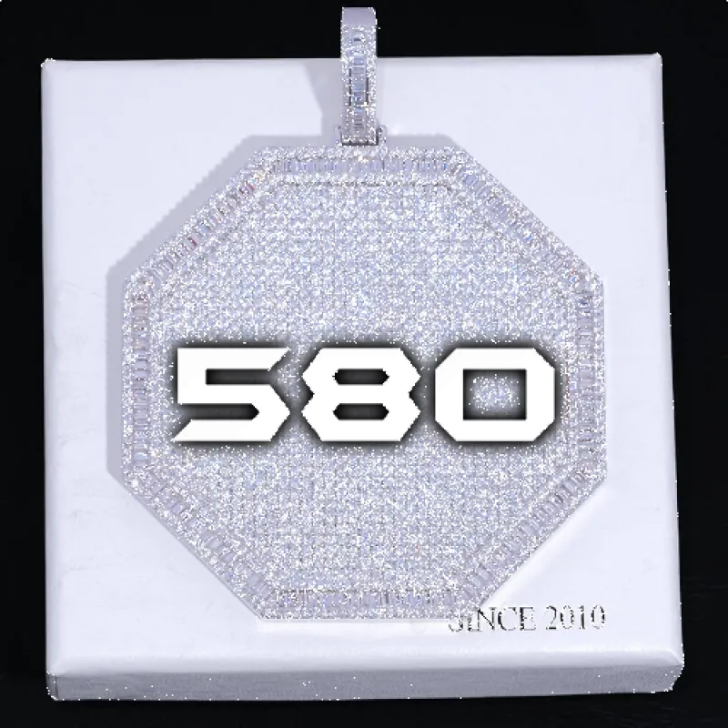 CUSTOM LETTER NECKLACE 3D BIG OCTAGON sold by The GUU Shop