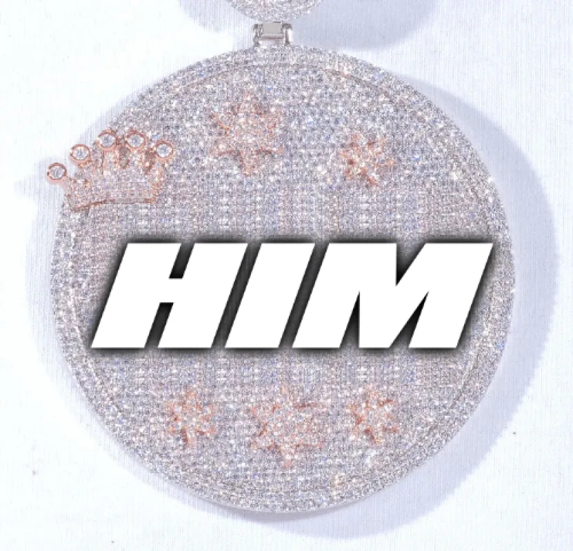 CUSTOM LETTER NECKLACE 3D BIG CROWN DISC sold by The GUU Shop