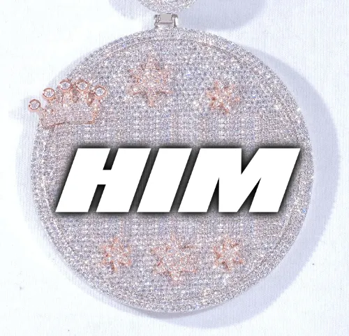 CUSTOM LETTER NECKLACE 3D BIG CROWN DISC sold by The GUU Shop