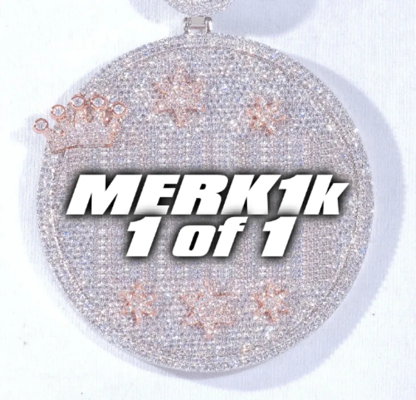 CUSTOM LETTER NECKLACE 3D BIG CROWN DISC sold by The GUU Shop