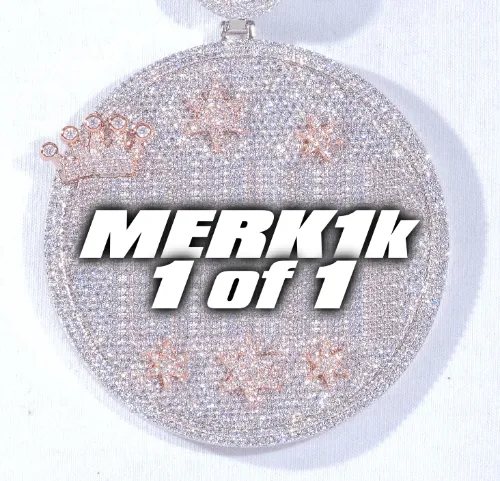 CUSTOM LETTER NECKLACE 3D BIG CROWN DISC sold by The GUU Shop