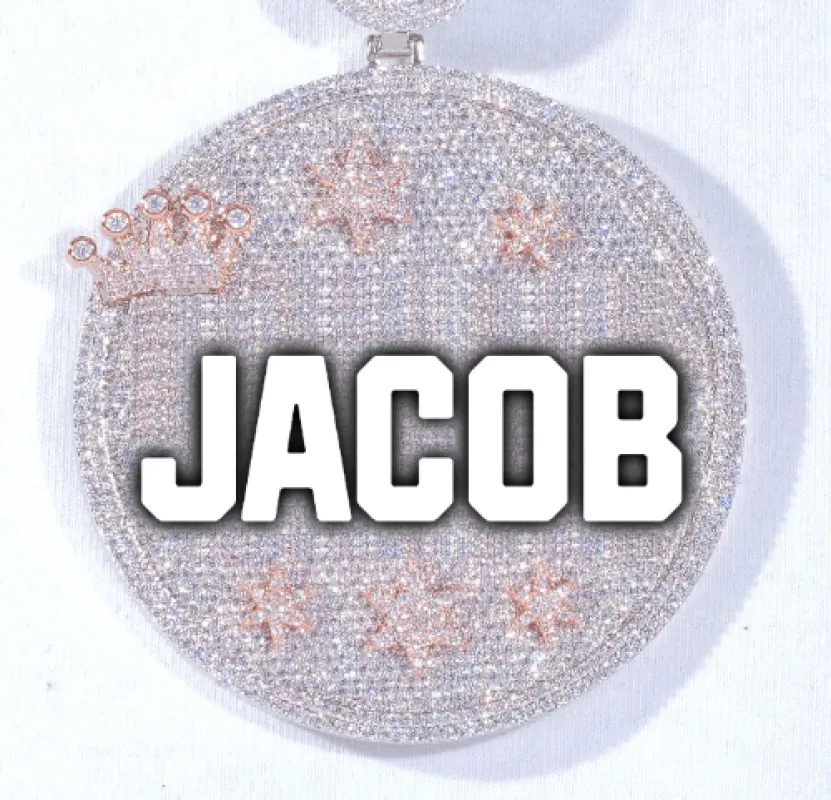 CUSTOM LETTER NECKLACE 3D BIG CROWN DISC sold by The GUU Shop