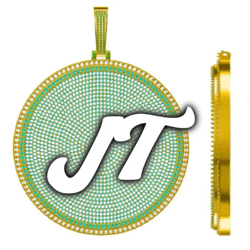 CUSTOM LETTER NECKLACE 3D BIG DISC sold by The GUU Shop