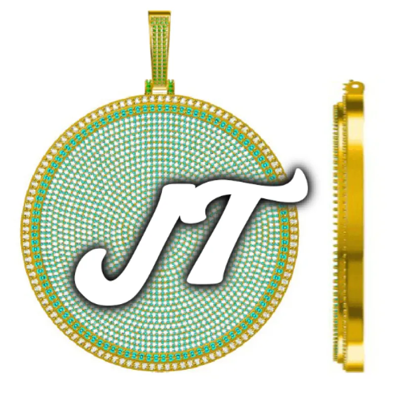 CUSTOM LETTER NECKLACE 3D BIG DISC sold by The GUU Shop