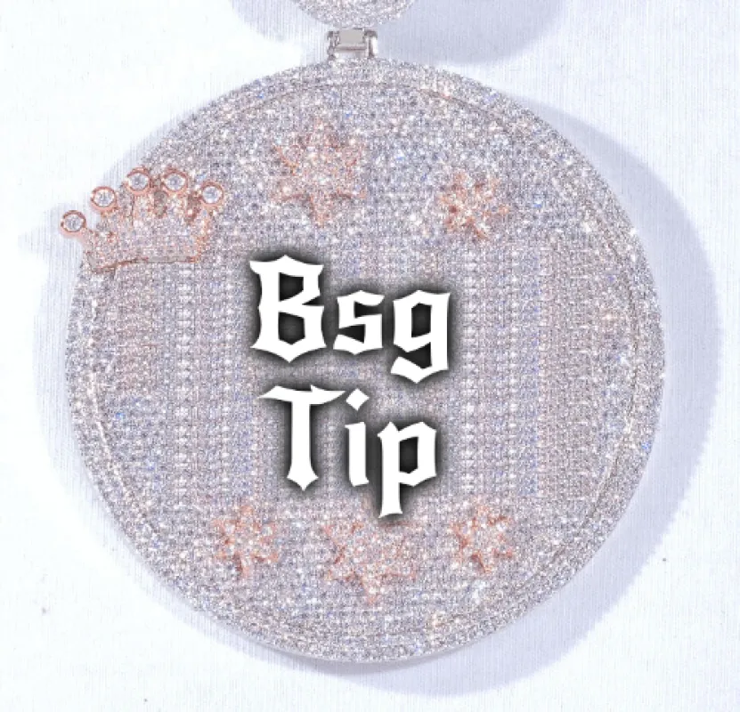 CUSTOM LETTER NECKLACE 3D BIG CROWN DISC sold by The GUU Shop