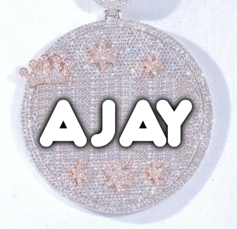 CUSTOM LETTER NECKLACE 3D BIG CROWN DISC sold by The GUU Shop