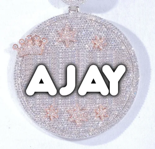 CUSTOM LETTER NECKLACE 3D BIG CROWN DISC sold by The GUU Shop