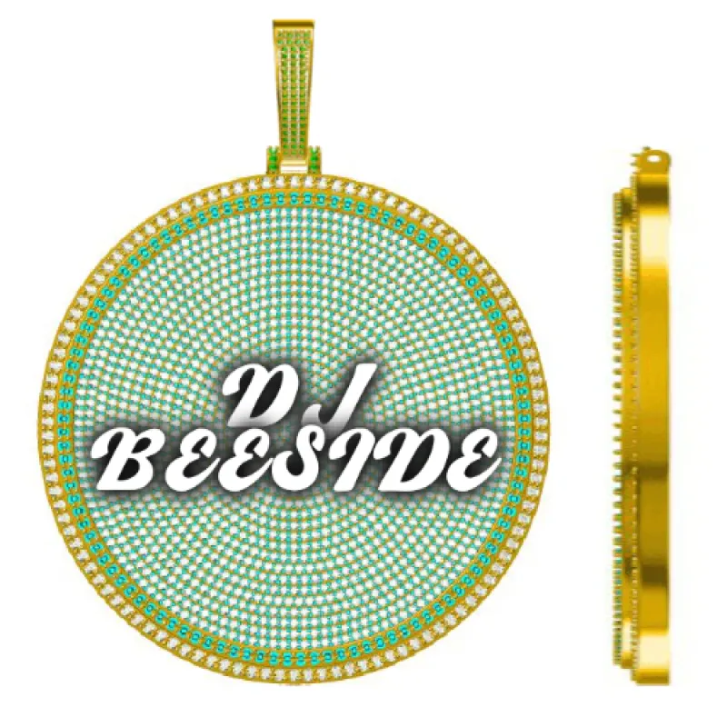 CUSTOM LETTER NECKLACE 3D BIG DISC sold by The GUU Shop