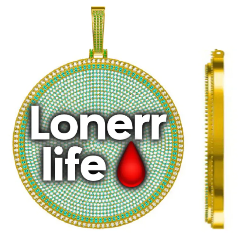 CUSTOM LETTER NECKLACE 3D BIG DISC sold by The GUU Shop