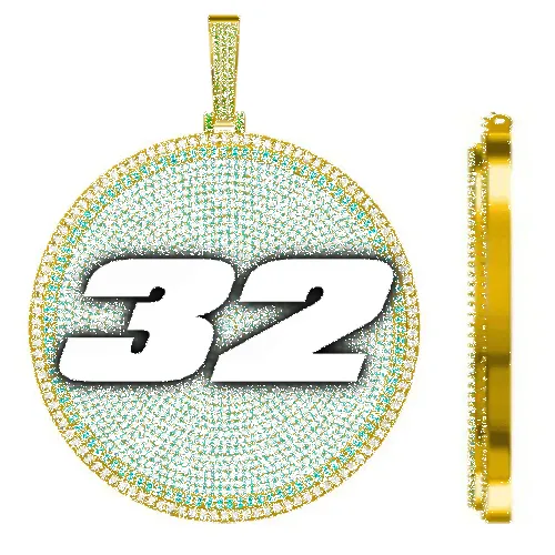 CUSTOM LETTER NECKLACE 3D BIG DISC sold by The GUU Shop