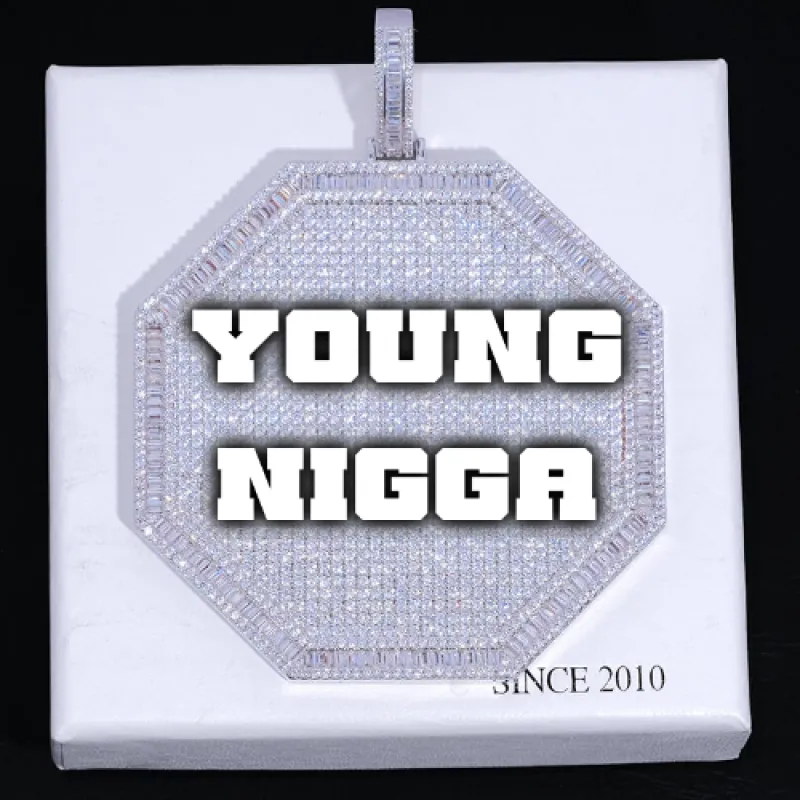 CUSTOM LETTER NECKLACE 3D BIG OCTAGON sold by The GUU Shop