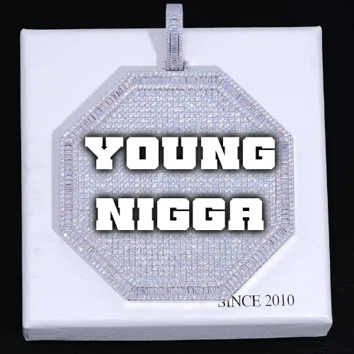 CUSTOM LETTER NECKLACE 3D BIG OCTAGON sold by The GUU Shop