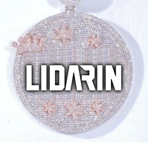 CUSTOM LETTER NECKLACE 3D BIG CROWN DISC sold by The GUU Shop