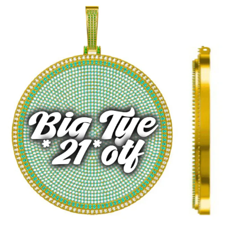 CUSTOM LETTER NECKLACE 3D BIG DISC sold by The GUU Shop