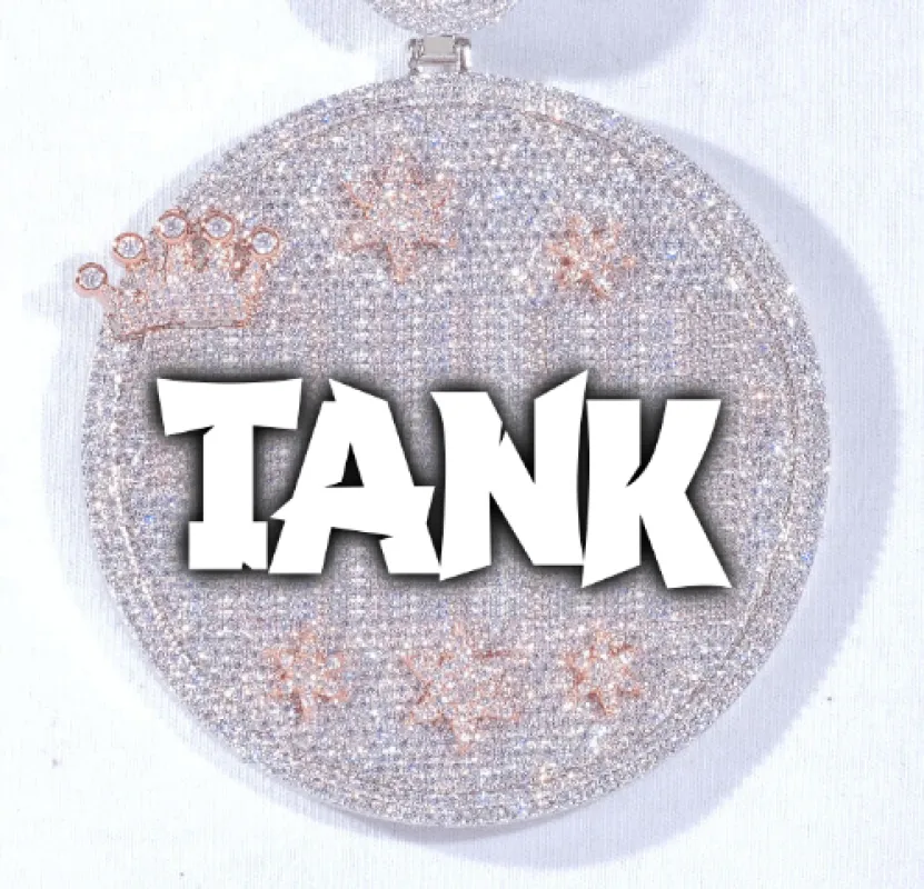 CUSTOM LETTER NECKLACE 3D BIG CROWN DISC sold by The GUU Shop