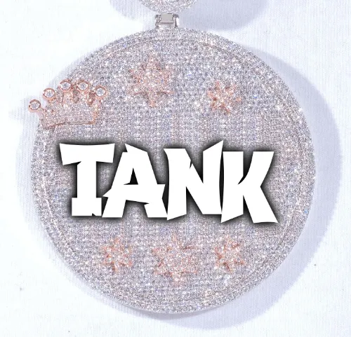 CUSTOM LETTER NECKLACE 3D BIG CROWN DISC sold by The GUU Shop