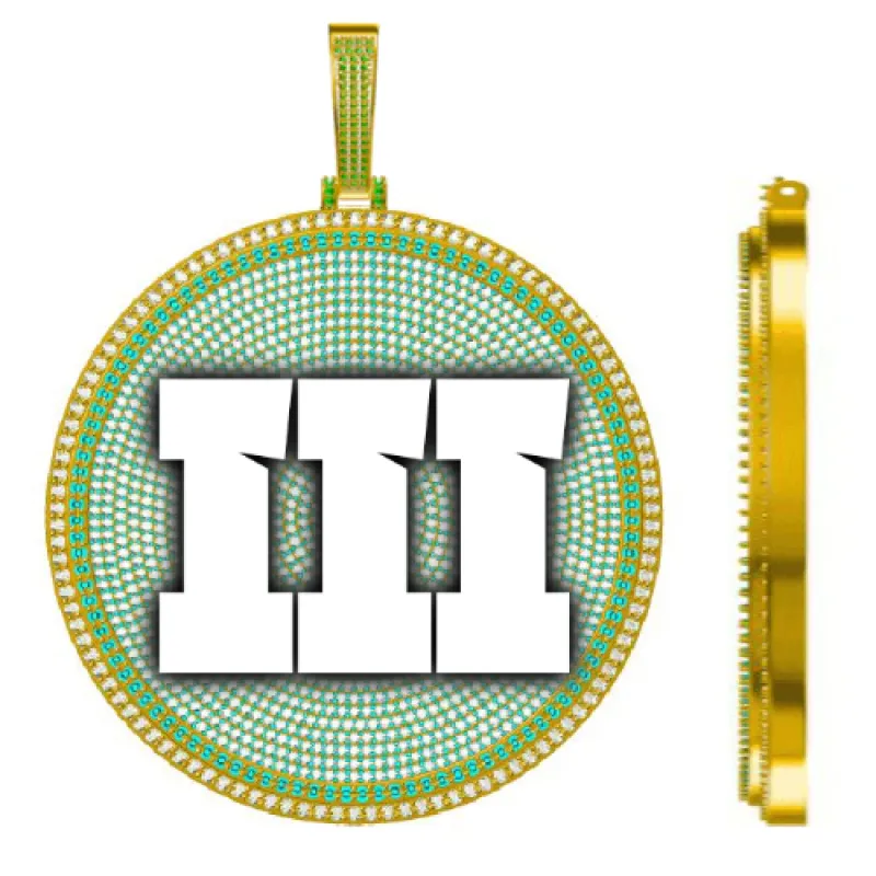 CUSTOM LETTER NECKLACE 3D BIG DISC sold by The GUU Shop