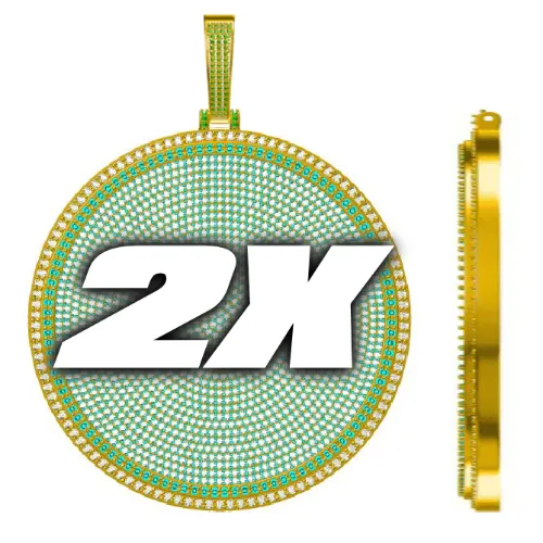 CUSTOM LETTER NECKLACE 3D BIG DISC sold by The GUU Shop