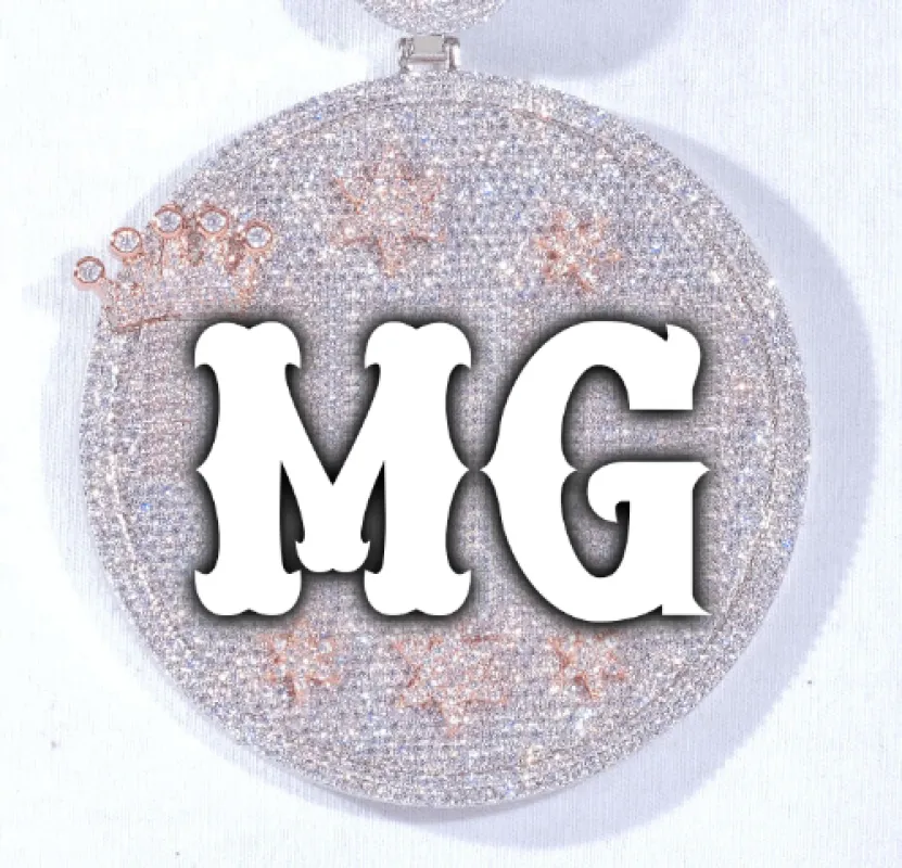 CUSTOM LETTER NECKLACE 3D BIG CROWN DISC sold by The GUU Shop