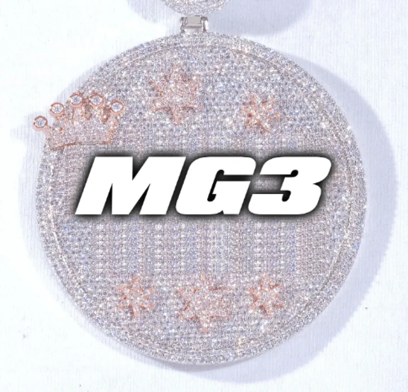 CUSTOM LETTER NECKLACE 3D BIG CROWN DISC sold by The GUU Shop