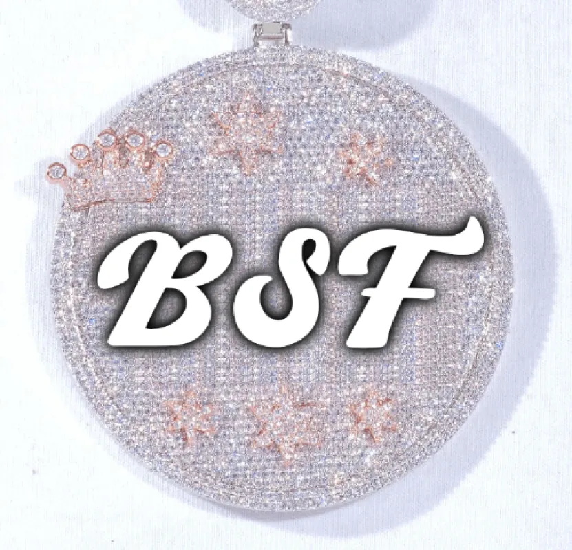 CUSTOM LETTER NECKLACE 3D BIG CROWN DISC sold by The GUU Shop