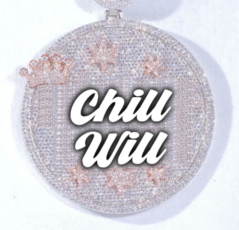 CUSTOM LETTER NECKLACE 3D BIG CROWN DISC sold by The GUU Shop