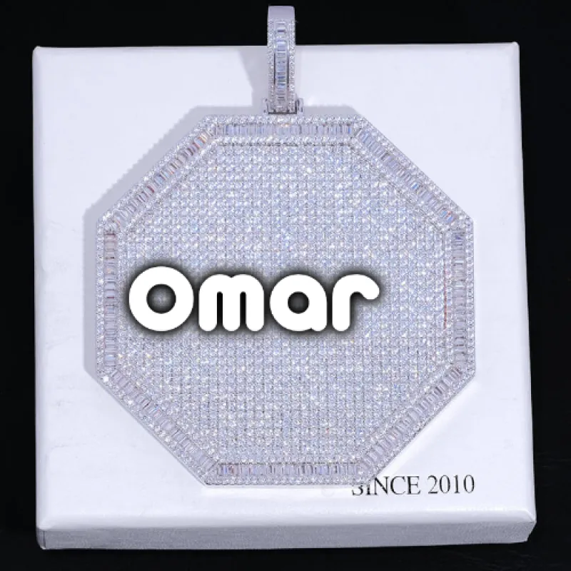 CUSTOM LETTER NECKLACE 3D BIG OCTAGON sold by The GUU Shop