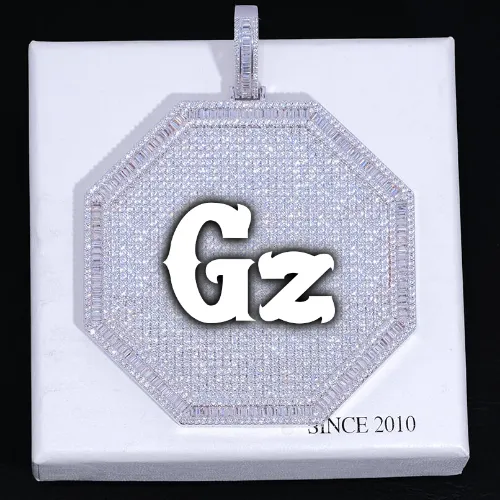 CUSTOM LETTER NECKLACE 3D BIG OCTAGON sold by The GUU Shop