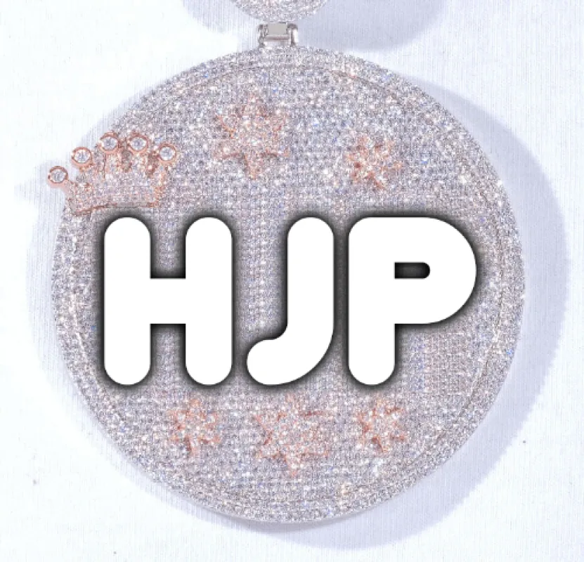 CUSTOM LETTER NECKLACE 3D BIG CROWN DISC sold by The GUU Shop