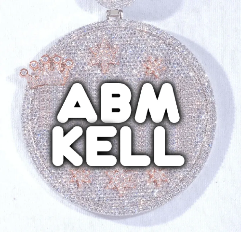 CUSTOM LETTER NECKLACE 3D BIG CROWN DISC sold by The GUU Shop