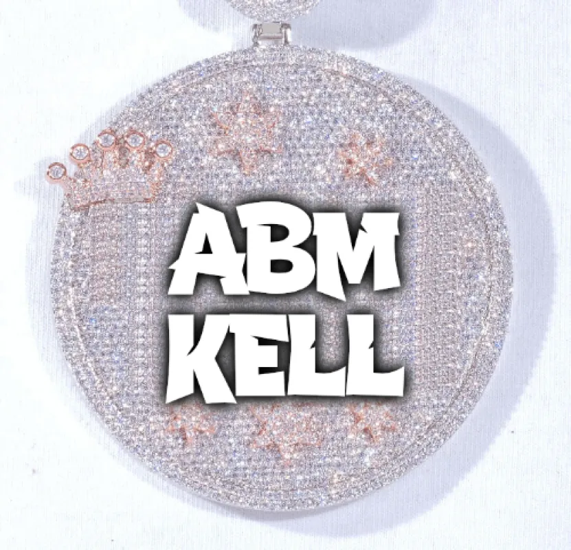 CUSTOM LETTER NECKLACE 3D BIG CROWN DISC sold by The GUU Shop