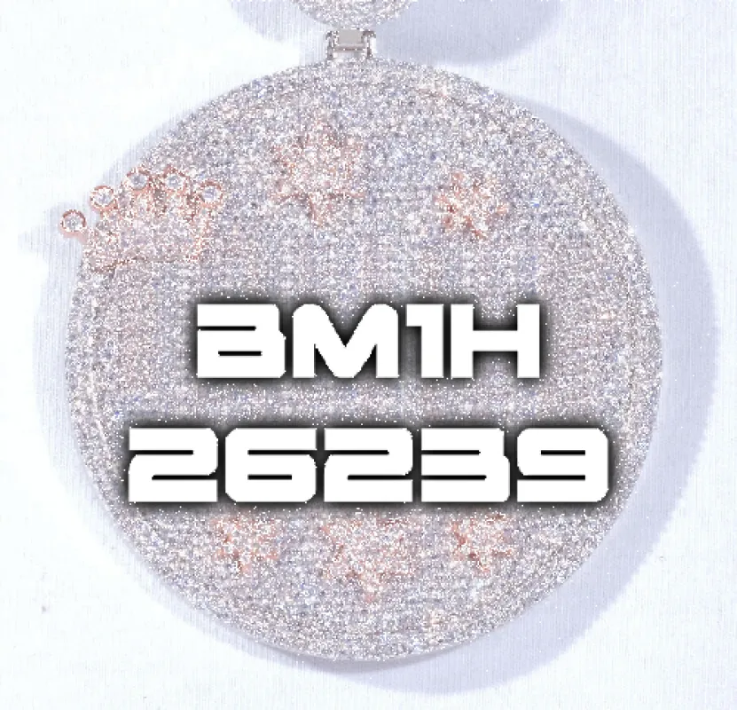 CUSTOM LETTER NECKLACE 3D BIG CROWN DISC sold by The GUU Shop