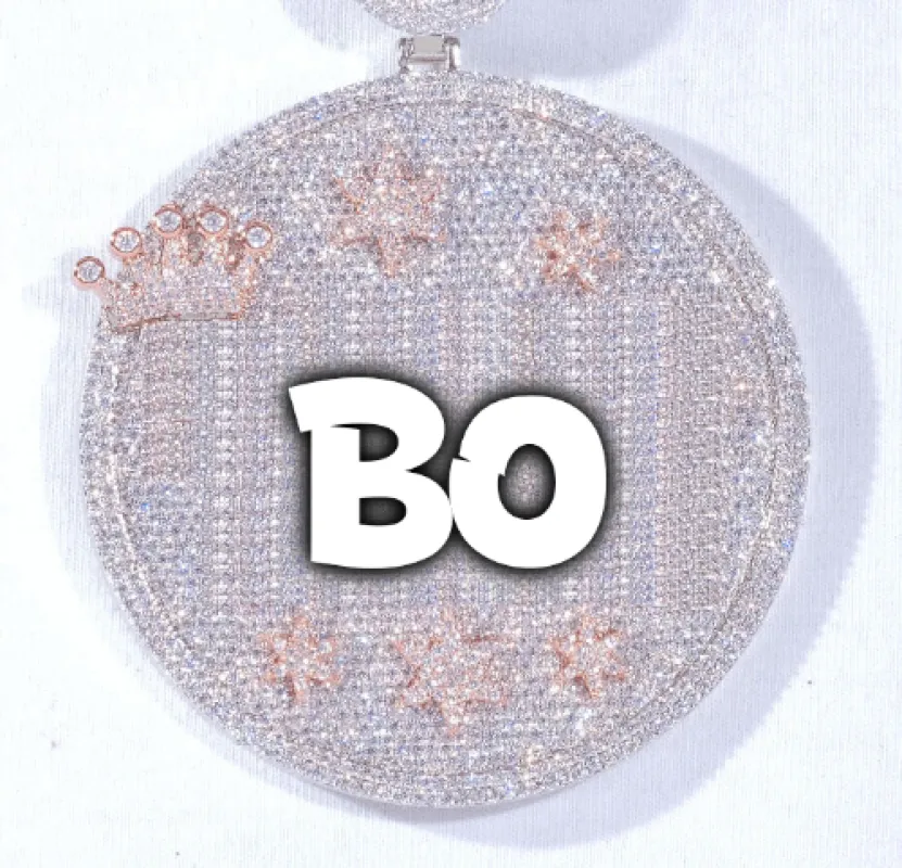 CUSTOM LETTER NECKLACE 3D BIG CROWN DISC sold by The GUU Shop