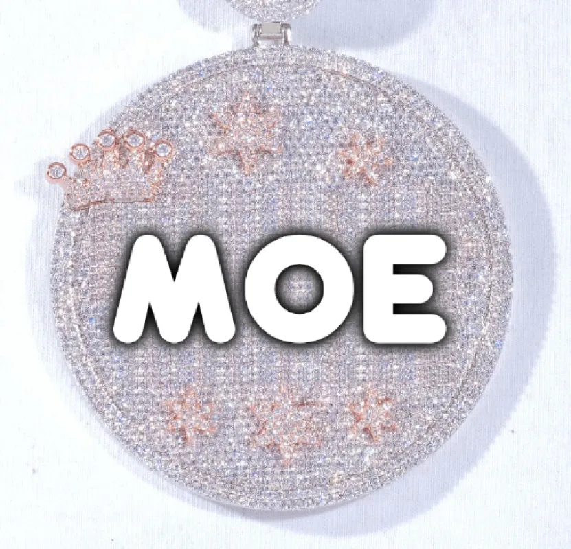 CUSTOM LETTER NECKLACE 3D BIG CROWN DISC sold by The GUU Shop