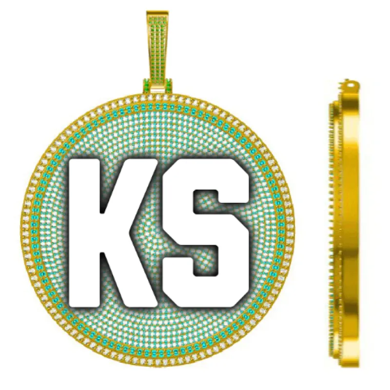 CUSTOM LETTER NECKLACE 3D BIG DISC sold by The GUU Shop