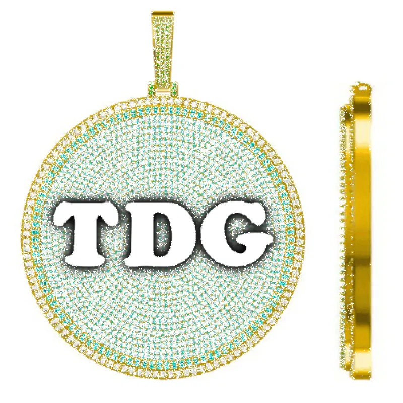 CUSTOM LETTER NECKLACE 3D BIG DISC sold by The GUU Shop