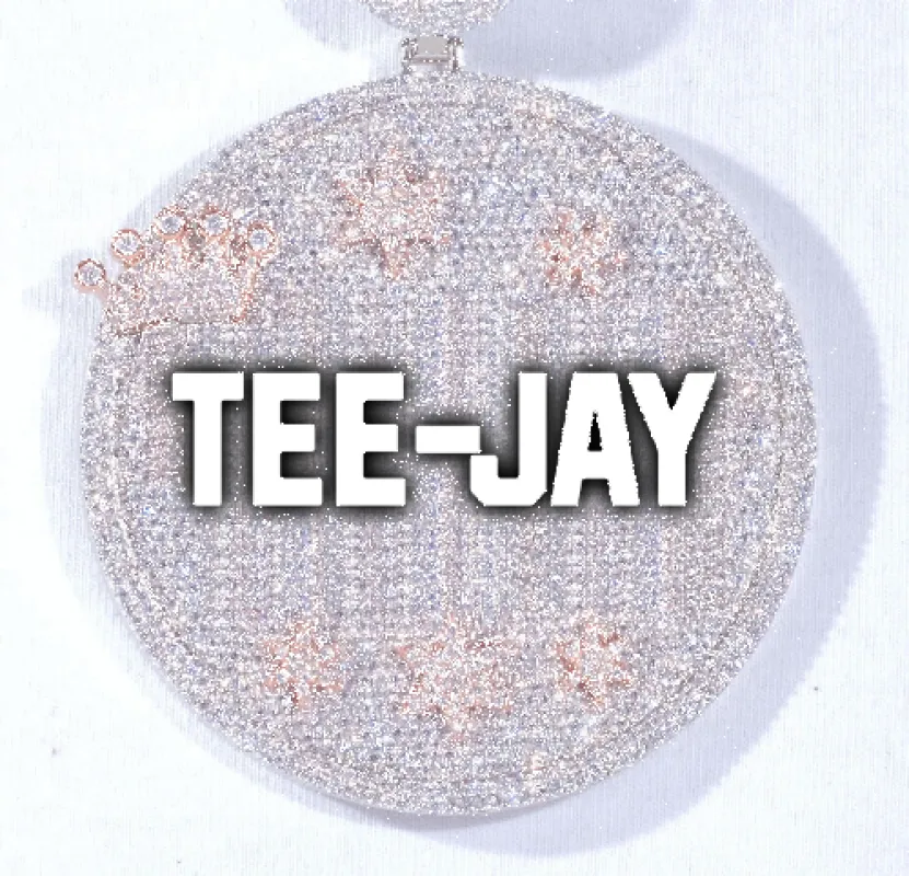 CUSTOM LETTER NECKLACE 3D BIG CROWN DISC sold by The GUU Shop