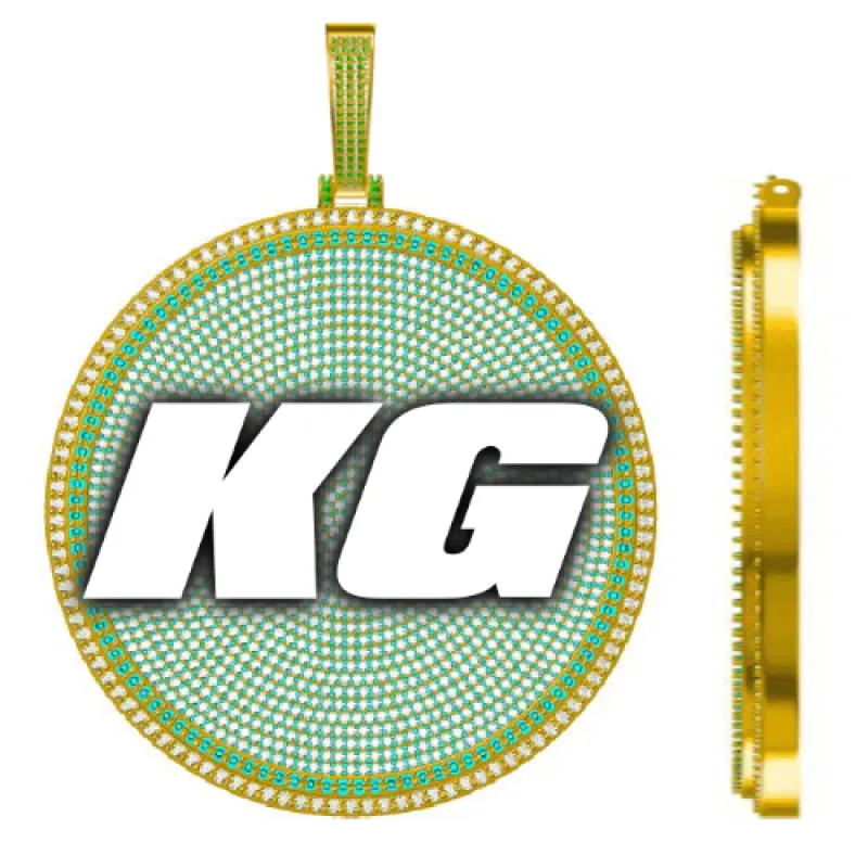 CUSTOM LETTER NECKLACE 3D BIG DISC sold by The GUU Shop