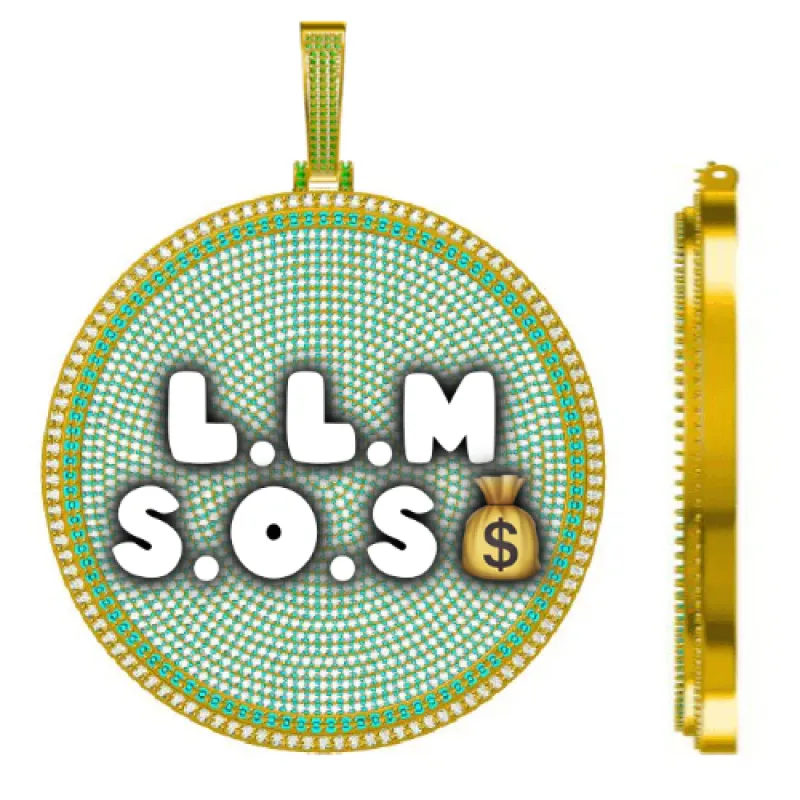 CUSTOM LETTER NECKLACE 3D BIG DISC sold by The GUU Shop