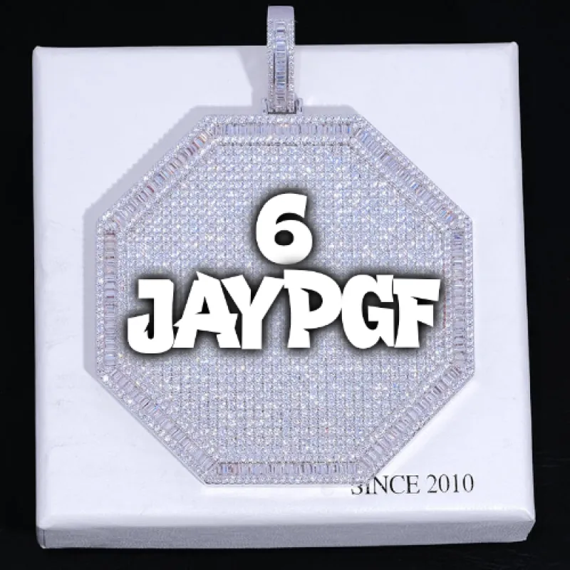 CUSTOM LETTER NECKLACE 3D BIG OCTAGON sold by The GUU Shop