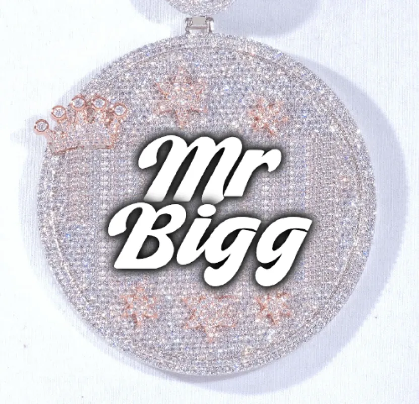 CUSTOM LETTER NECKLACE 3D BIG CROWN DISC sold by The GUU Shop