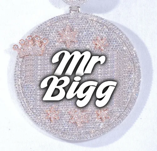 CUSTOM LETTER NECKLACE 3D BIG CROWN DISC sold by The GUU Shop