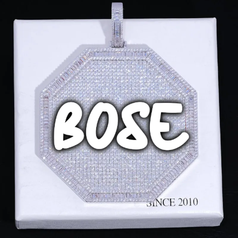 CUSTOM LETTER NECKLACE 3D BIG OCTAGON sold by The GUU Shop