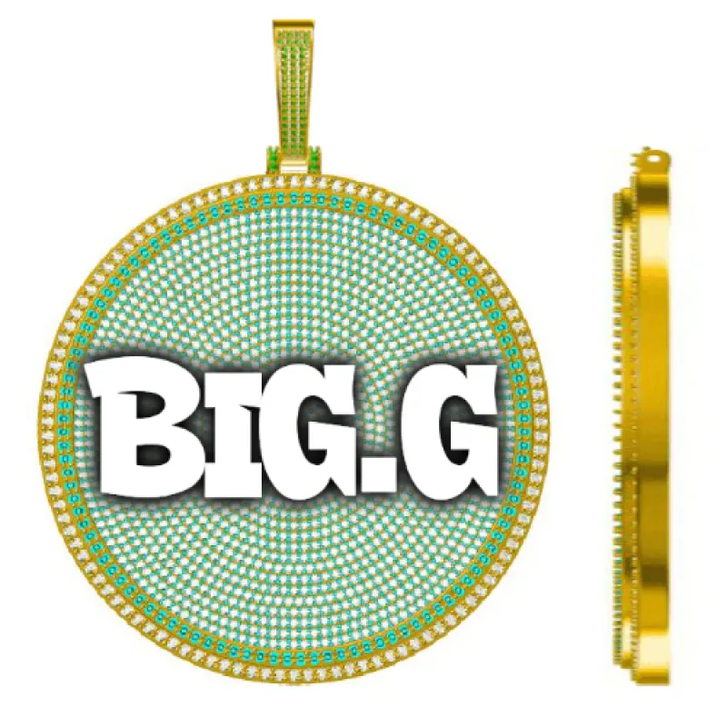 CUSTOM LETTER NECKLACE 3D BIG DISC sold by The GUU Shop