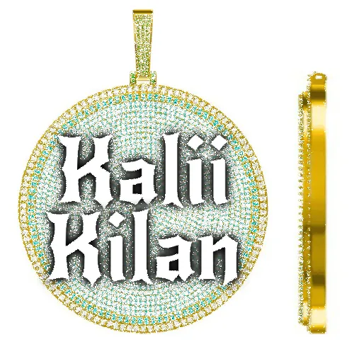 CUSTOM LETTER NECKLACE 3D BIG DISC sold by The GUU Shop